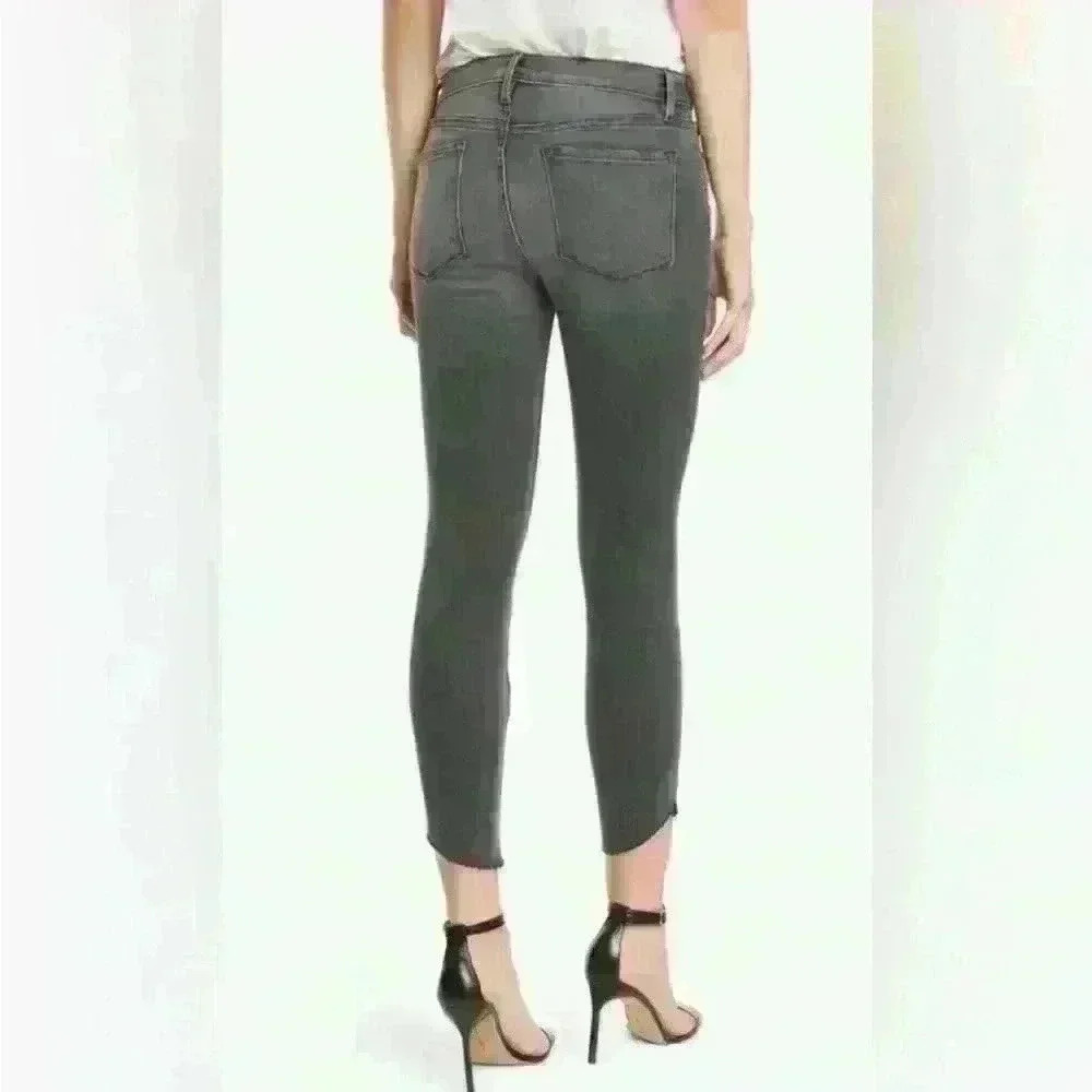 Frame Le Skinny de Jeanne Raw Hem Ankle Women Jeans in Black Grey Kinder Size 27 - Picture 2 of 10